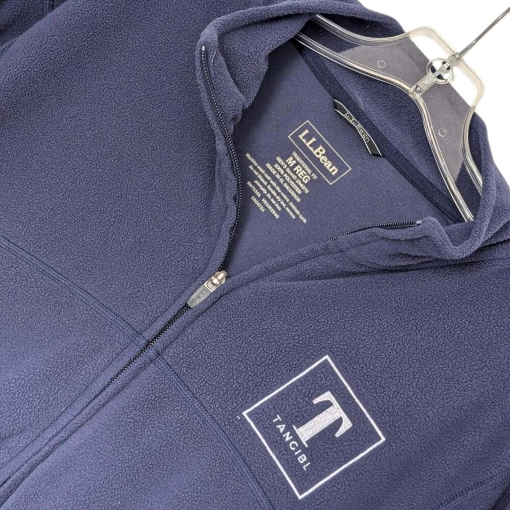 L.L.Bean Fleece Jacket Mens Medium Navy Blue Full Zip‎ Traditional Fit Pockets
